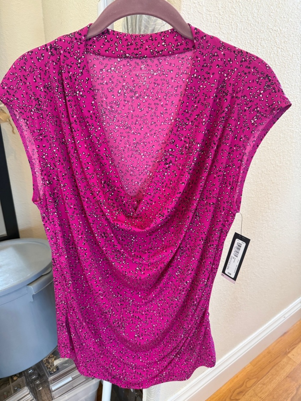 Fuchsia Cowl Neck Cap Sleeve Top